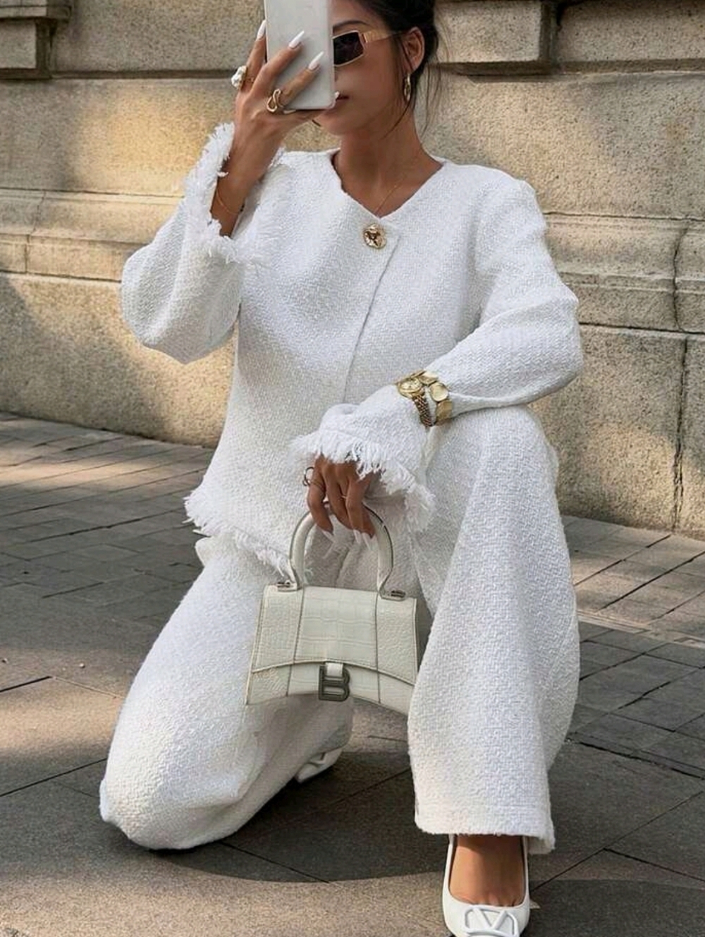 Women's Casual Elegant Solid Color Jacket & Pants 2 Pieces Set